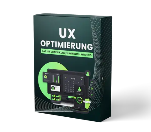 Abbildung eines UX-Optimierung E-Learning Paketes in grün / schwarz gehalten.